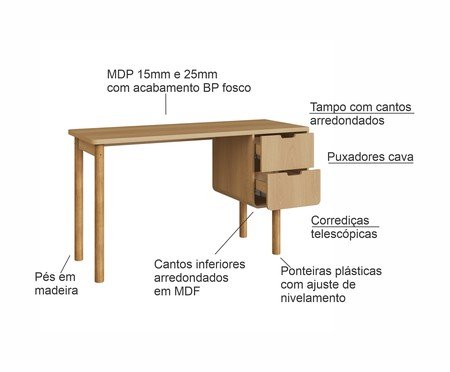 Escrivaninha Orgânica Madeira Aura | Westwing