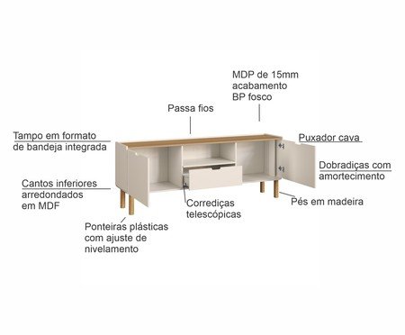 Rack Orgânico Madeira Aura Off White | Westwing