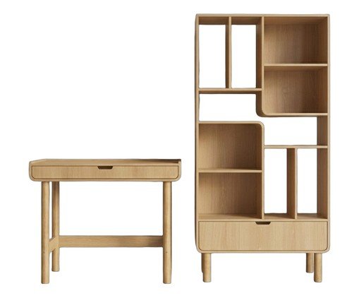 Jogo de Estante e Escrivaninha Orgânica Madeira Aura, Natural | WestwingNow
