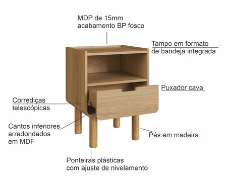 Mesa de Cabeceira Orgânica Madeira Aura | Westwing