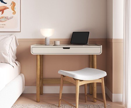 Escrivaninha Orgânica Madeira Aura Off White | Westwing