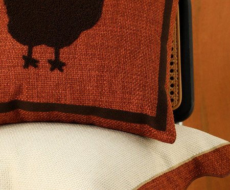 Almofada em Linho Galinha Terracota - Marina Bitu | Westwing