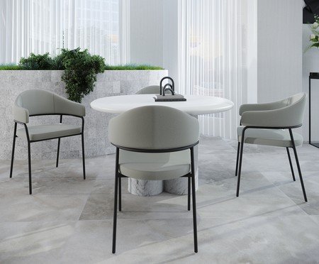 Jogo de Cadeiras de Jantar Olivia Tecido Off White | Westwing