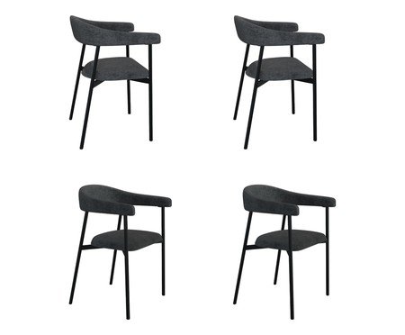 Jogo de Cadeiras de Jantar Angel Tecido Lautrec Grafite e Preto | Westwing