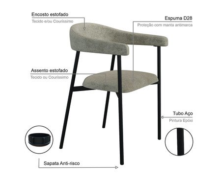 Jogo de Cadeiras de Jantar Angel Tecido Lautrec Sky Off white | Westwing