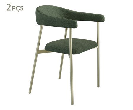 Jogo de Cadeiras de Jantar Angel Tecido Boucle Verde Alga | Westwing