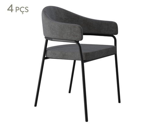 Jogo de Cadeiras de Jantar Olivia Henri Tecido Lautrec Cinza, grey | WestwingNow