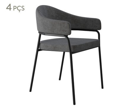 Jogo de Cadeiras de Jantar Olivia Henri Tecido Lautrec Cinza | Westwing