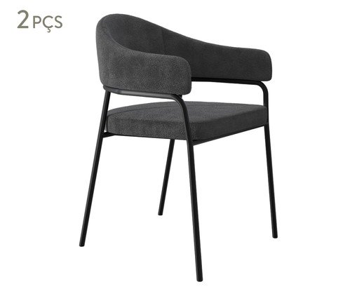 Jogo de Cadeiras de Jantar Olivia Corin Tecido Boucle Nuvem, grey | WestwingNow