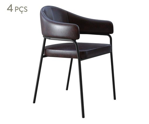 Jogo de Cadeiras de Jantar Olivia Tecido Café, brown | WestwingNow