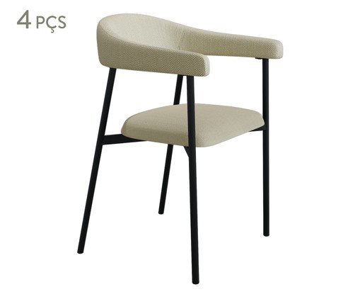 Jogo de Cadeiras de Jantar Angel Tecido Corriente Areia e Preto, beige | WestwingNow