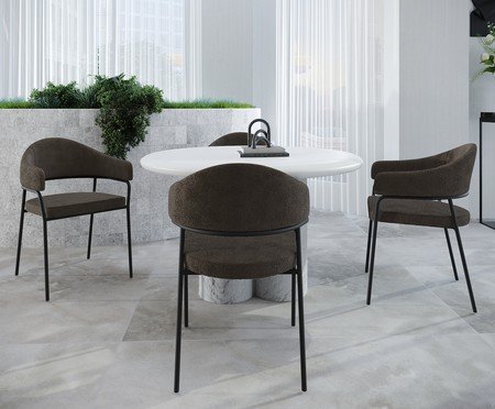Cadeira de Jantar Olivia Tecido Boucle Marrom | Westwing