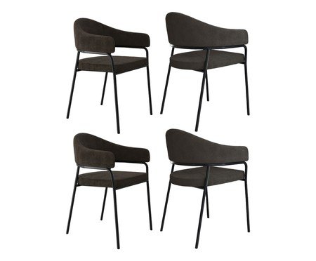 Jogo de Cadeiras de Jantar Olivia Tecido Boucle Castor | Westwing