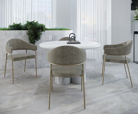 Jogo de Cadeiras de Jantar Olivia Tecido Lautrec Off White | Westwing