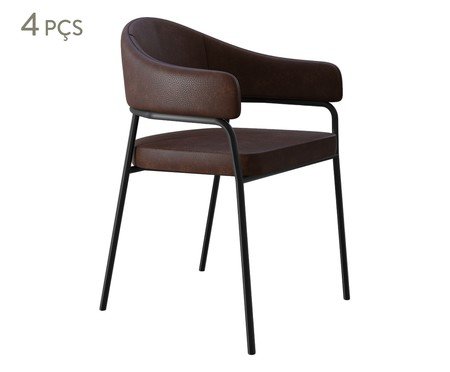 Jogo de Cadeiras de Jantar Olivia Tecido Whisky | Westwing