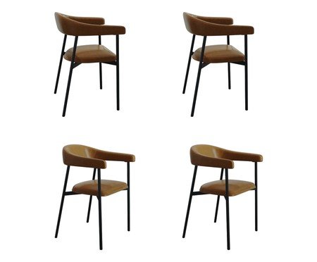 Jogo de Cadeiras de Jantar Angel Tecido Caramelo e Preto | Westwing