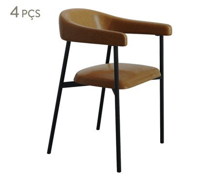 Jogo de Cadeiras de Jantar Angel Tecido Caramelo e Preto | Westwing