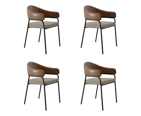 Jogo de Cadeiras de Jantar Olivia Tecido Mesclado Vanilla | Westwing