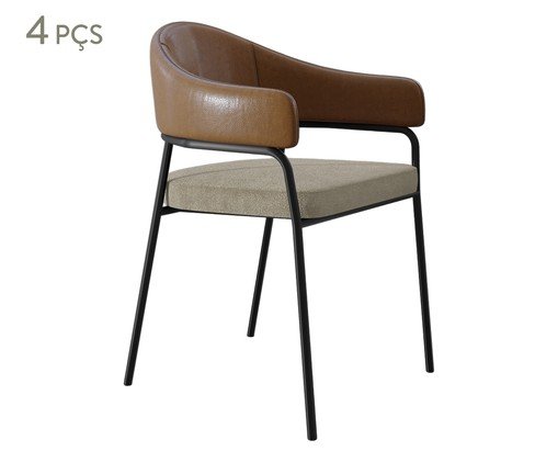 Jogo de Cadeiras de Jantar Olivia Tecido Mesclado Vanilla, Natural | WestwingNow