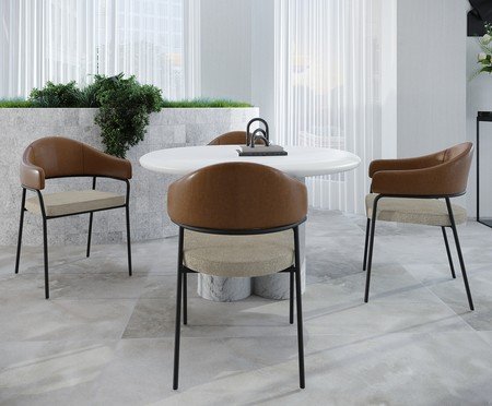 Jogo de Cadeiras de Jantar Olivia Tecido Mesclado Vanilla | Westwing