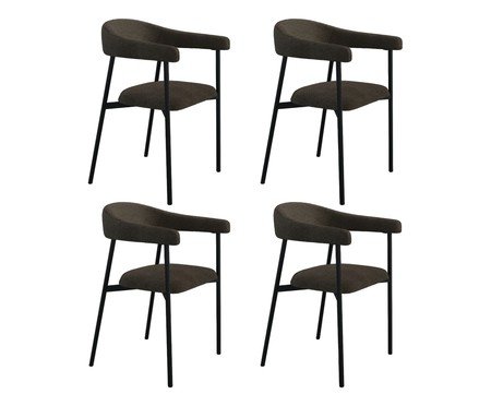 Jogo de Cadeiras de Jantar Angel Sky Tecido Boucle Marrom | Westwing