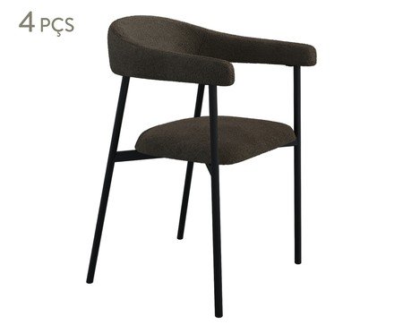 Jogo de Cadeiras de Jantar Angel Sky Tecido Boucle Marrom | Westwing