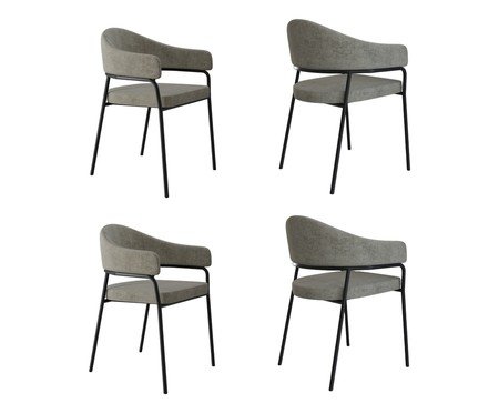 Jogo de Cadeiras de Jantar Olivia Henri Tecido Lautrec Off White | Westwing