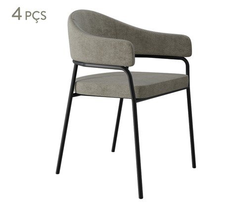 Jogo de Cadeiras de Jantar Olivia Henri Tecido Lautrec Off White, Off White | WestwingNow