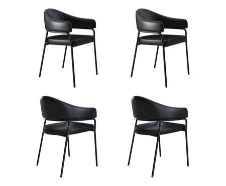 Jogo de Cadeiras de Jantar Olivia Tecido Preto | Westwing