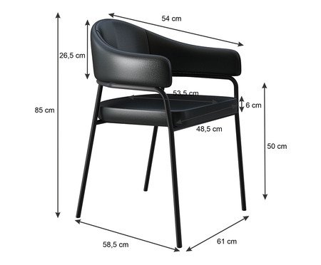 Jogo de Cadeiras de Jantar Olivia Tecido Preto | Westwing