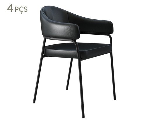 Jogo de Cadeiras de Jantar Olivia Tecido Preto, black | WestwingNow