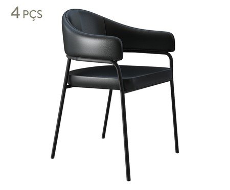 Jogo de Cadeiras de Jantar Olivia Tecido Preto | Westwing