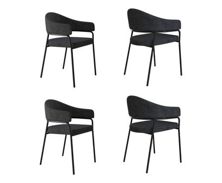 Jogo de Cadeiras de Jantar Olivia Henri Tecido Lautrec Grafite | Westwing