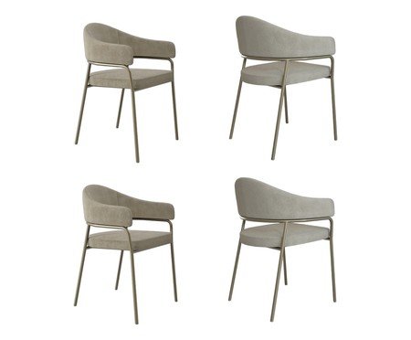 Jogo de Cadeiras de Jantar Olivia Tecido Boucle Vanilla e Champanhe | Westwing