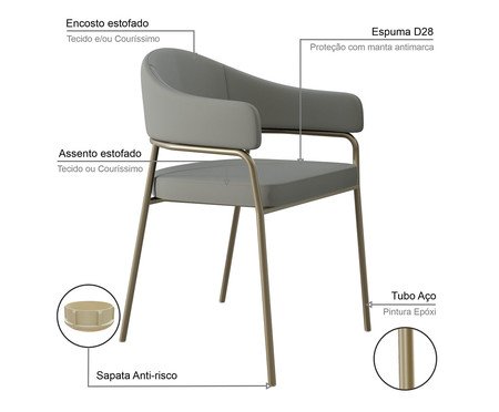 Cadeira de Jantar OliviaTecido Champanhe Off White | Westwing