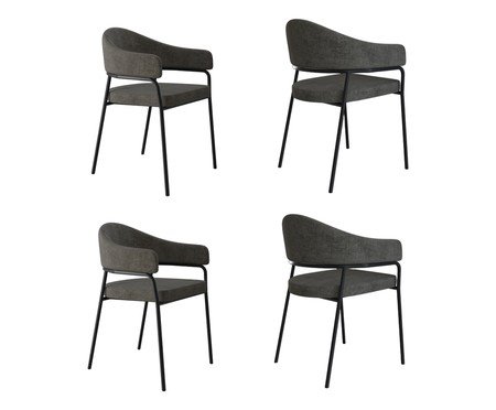 Jogo de Cadeiras de Jantar Olivia Henri Tecido Lautrec Marrom | Westwing