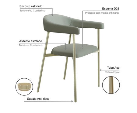 Cadeira de Jantar Angel Tecido Champanhe Off White | Westwing