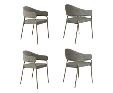 Jogo de Cadeiras de Jantar Olivia Tecido Lautrec Champanhe | Westwing