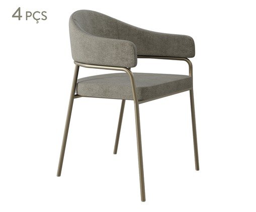 Jogo de Cadeiras de Jantar Olivia Tecido Lautrec Champanhe, Off White | WestwingNow