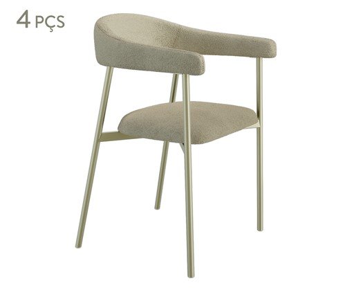 Jogo de Cadeiras de Jantar Angel Tecido Boucle Champanhe Vanilla, Natural | WestwingNow