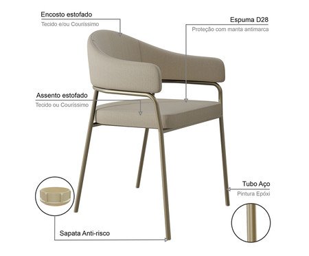 Cadeira de Jantar Olivia Tecido Corriente Champanhe | Westwing