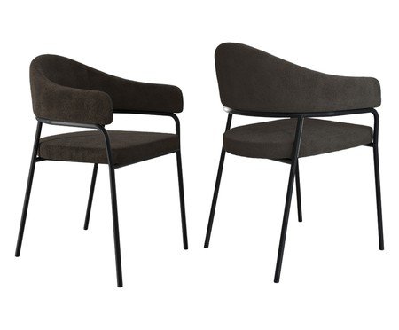 Jogo de Cadeiras de Jantar Olivia Corin Tecido Boucle Marrom | Westwing