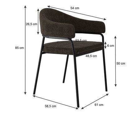 Jogo de Cadeiras de Jantar Olivia Corin Tecido Boucle Marrom | Westwing