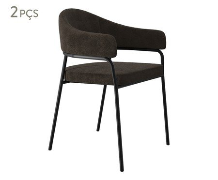 Jogo de Cadeiras de Jantar Olivia Corin Tecido Boucle Marrom | Westwing