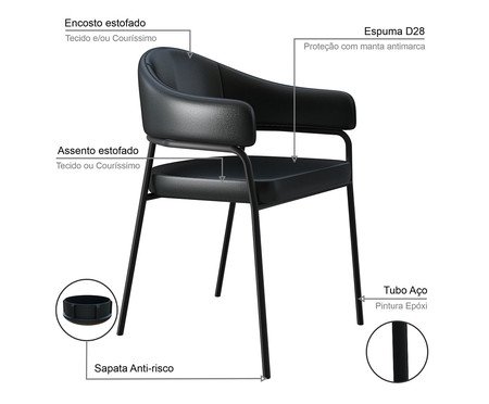 Cadeira de Jantar Olivia Tecido Preto | Westwing