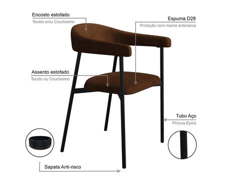 Jogo de Cadeiras de Jantar Angel Tecido Whisky | Westwing