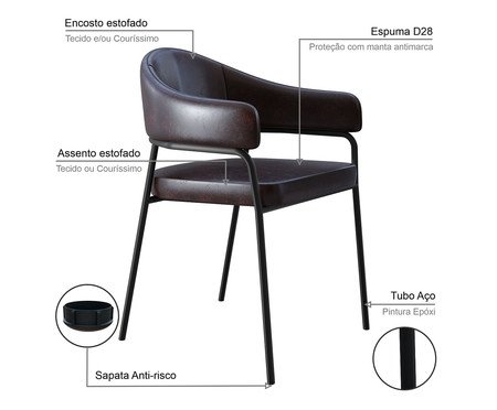 Jogo de Cadeiras de Jantar Olivia Ramos Tecido Café | Westwing