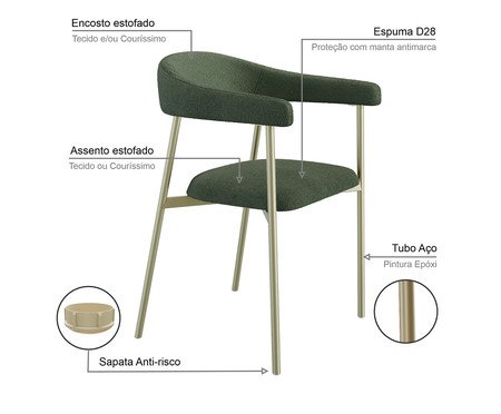 Cadeira de Jantar Angel Tecido Boucle Champanhe Verde | Westwing