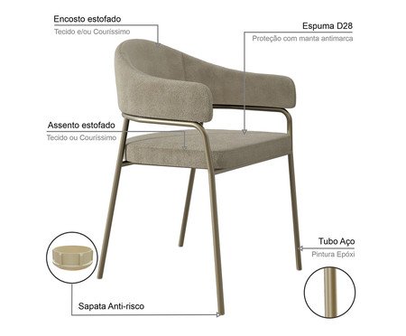 Jogo de Cadeiras de Jantar Olivia Corin Tecido Boucle Vanilla | Westwing