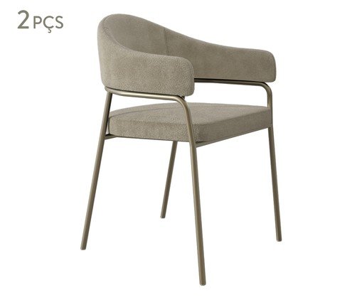 Jogo de Cadeiras de Jantar Olivia Corin Tecido Boucle Vanilla, Natural | WestwingNow